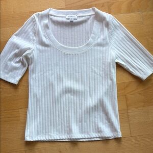 Evereve White Ribbed Top, Never Worn